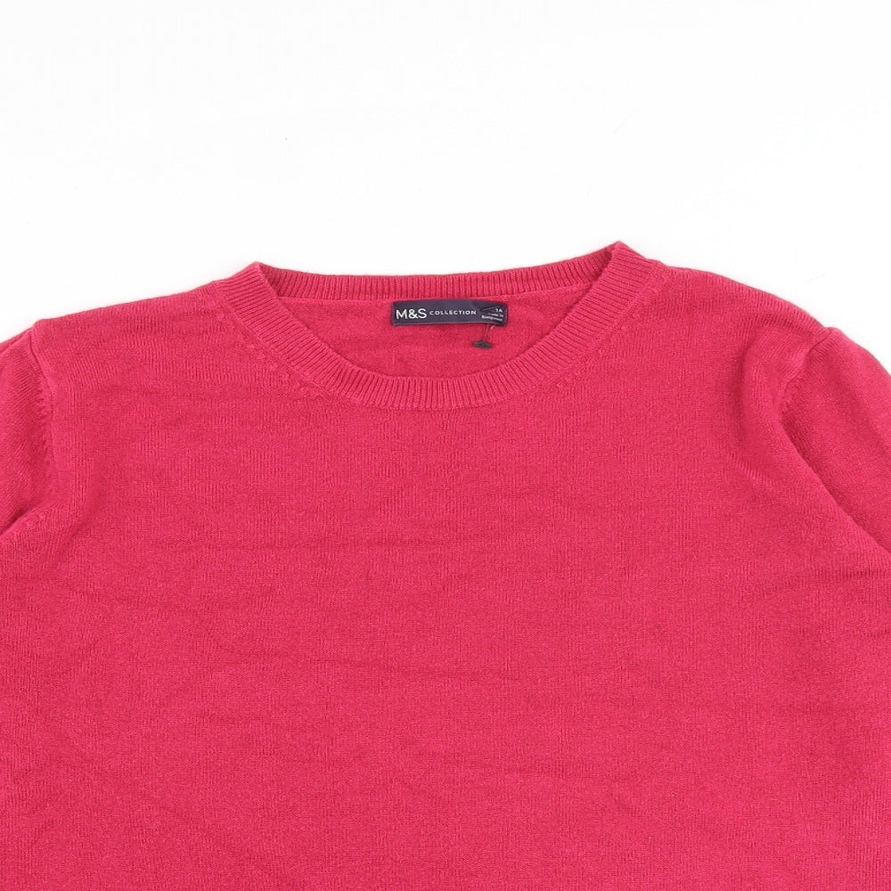Marks and Spencer Womens Pink Round Neck Acrylic Pullover Jumper Size 14
