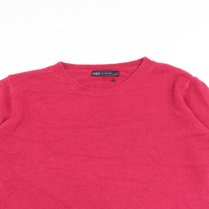 Marks and Spencer Womens Pink Round Neck Acrylic Pullover Jumper Size 14