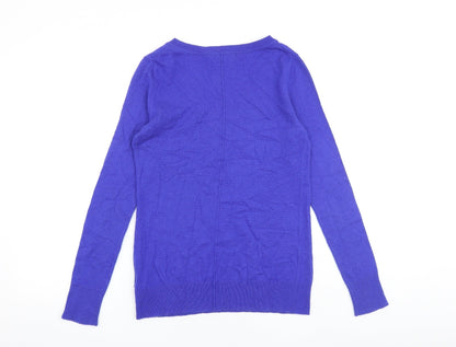 Gap Womens Blue V-Neck Nylon Pullover Jumper Size XS