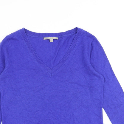 Gap Womens Blue V-Neck Nylon Pullover Jumper Size XS