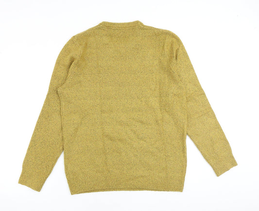 Marks and Spencer Mens Yellow Round Neck Acrylic Pullover Jumper Size L Long Sleeve