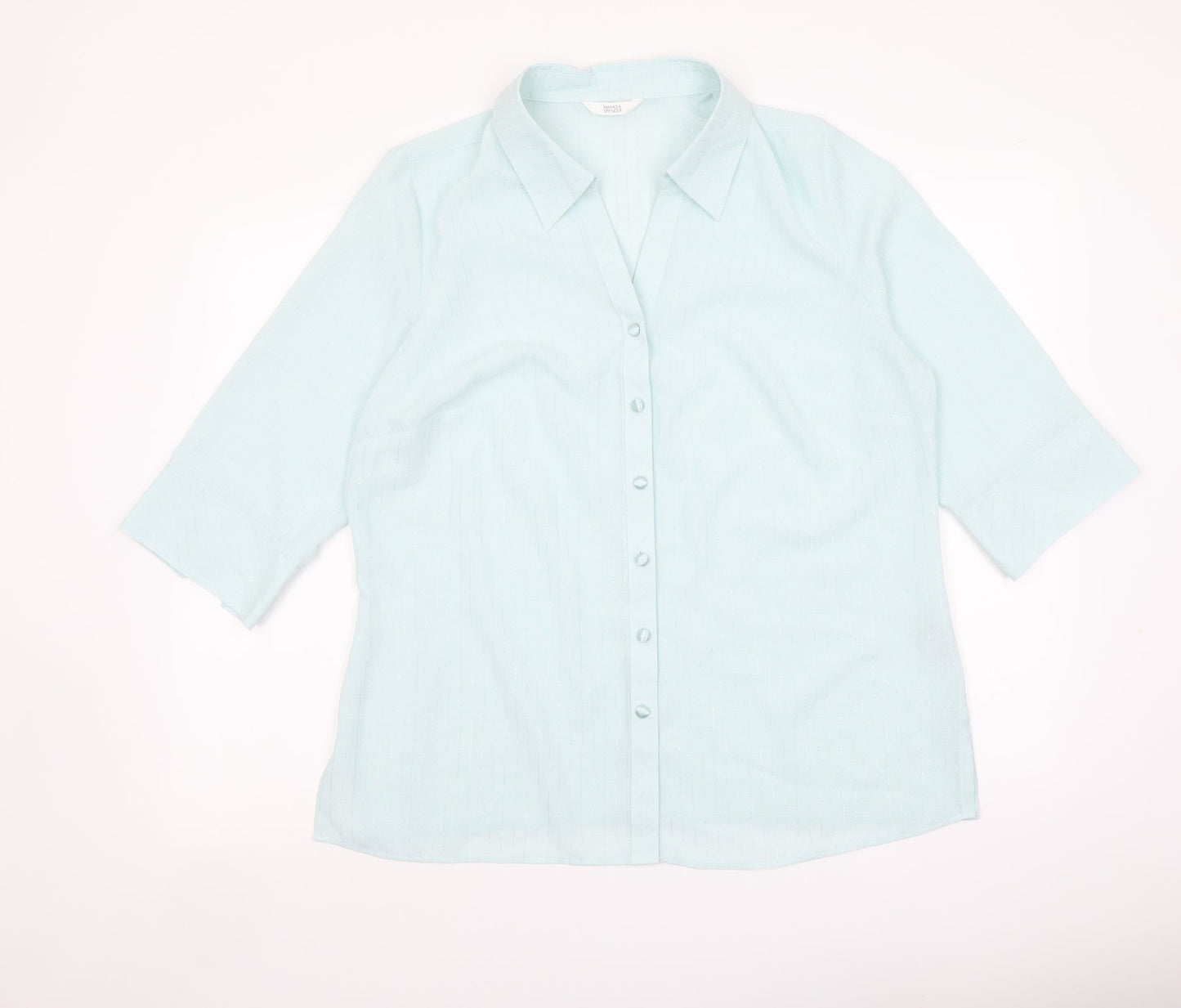 Womens UK Size 16 Marks and Spencer Blue Basic Button-Up