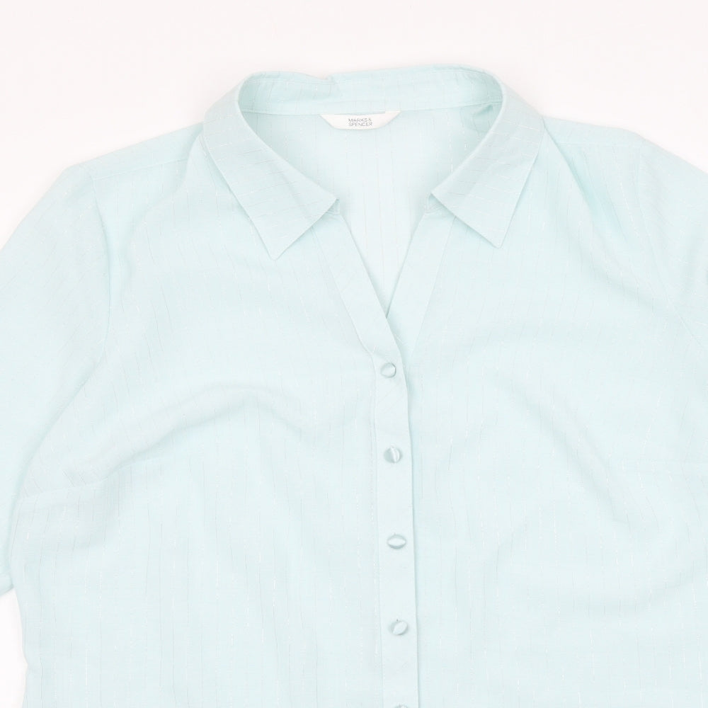 Womens UK Size 16 Marks and Spencer Blue Basic Button-Up