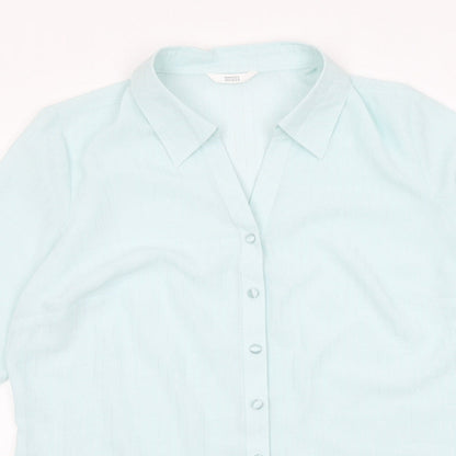 Womens UK Size 16 Marks and Spencer Blue Basic Button-Up