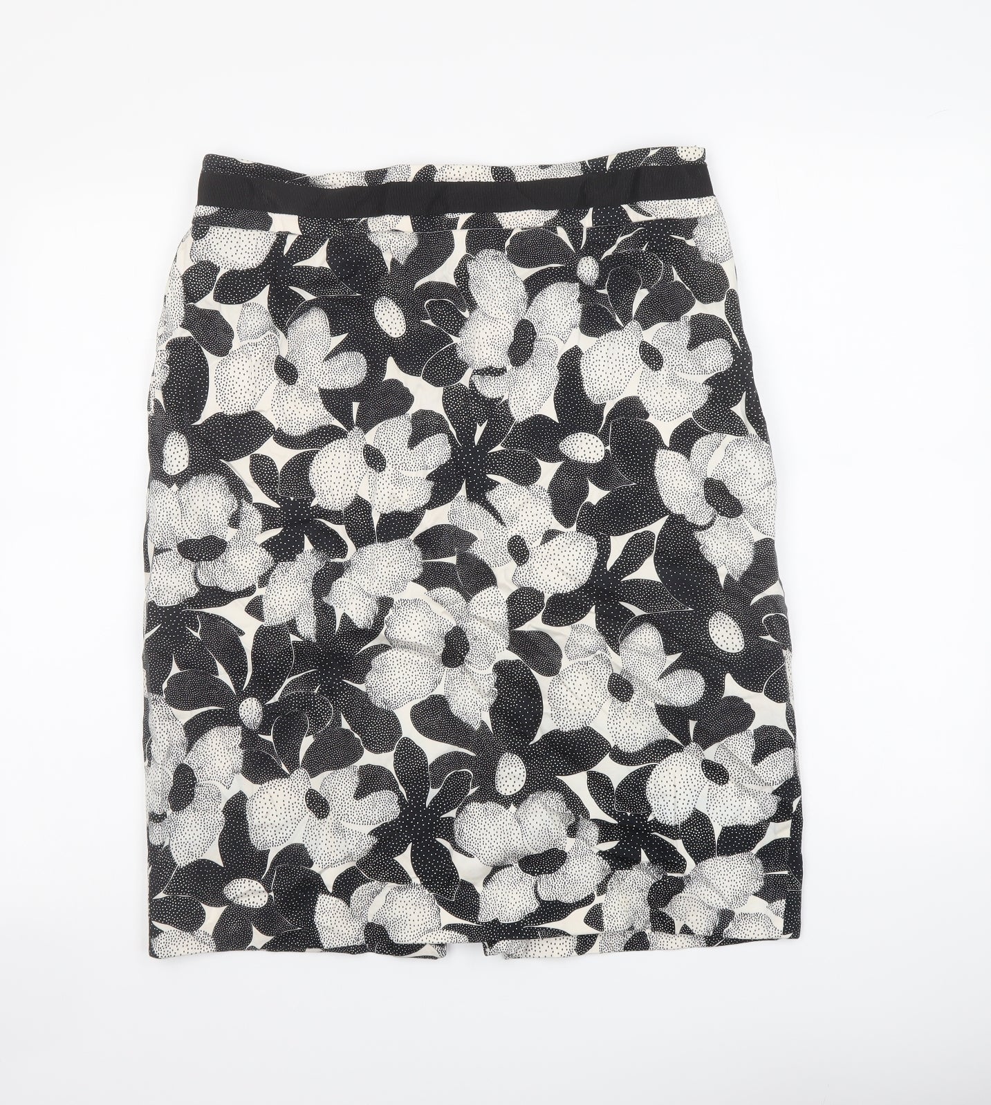 Coast Womens Black Floral Cotton Bandage Skirt Size 14 Zip