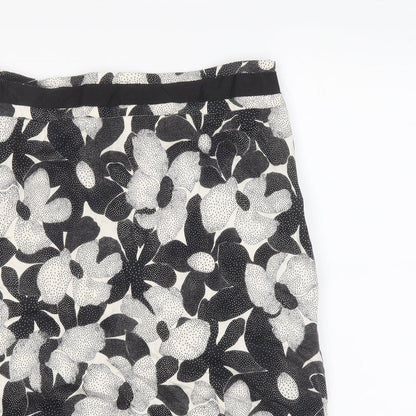 Coast Womens Black Floral Cotton Bandage Skirt Size 14 Zip