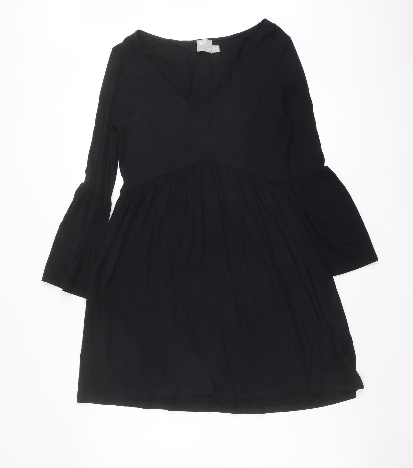 ASOS Womens Black Viscose A-Line Size 10 Round Neck Pullover