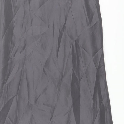 Kaliko Womens Grey Silk A-Line Size 10 Round Neck Zip