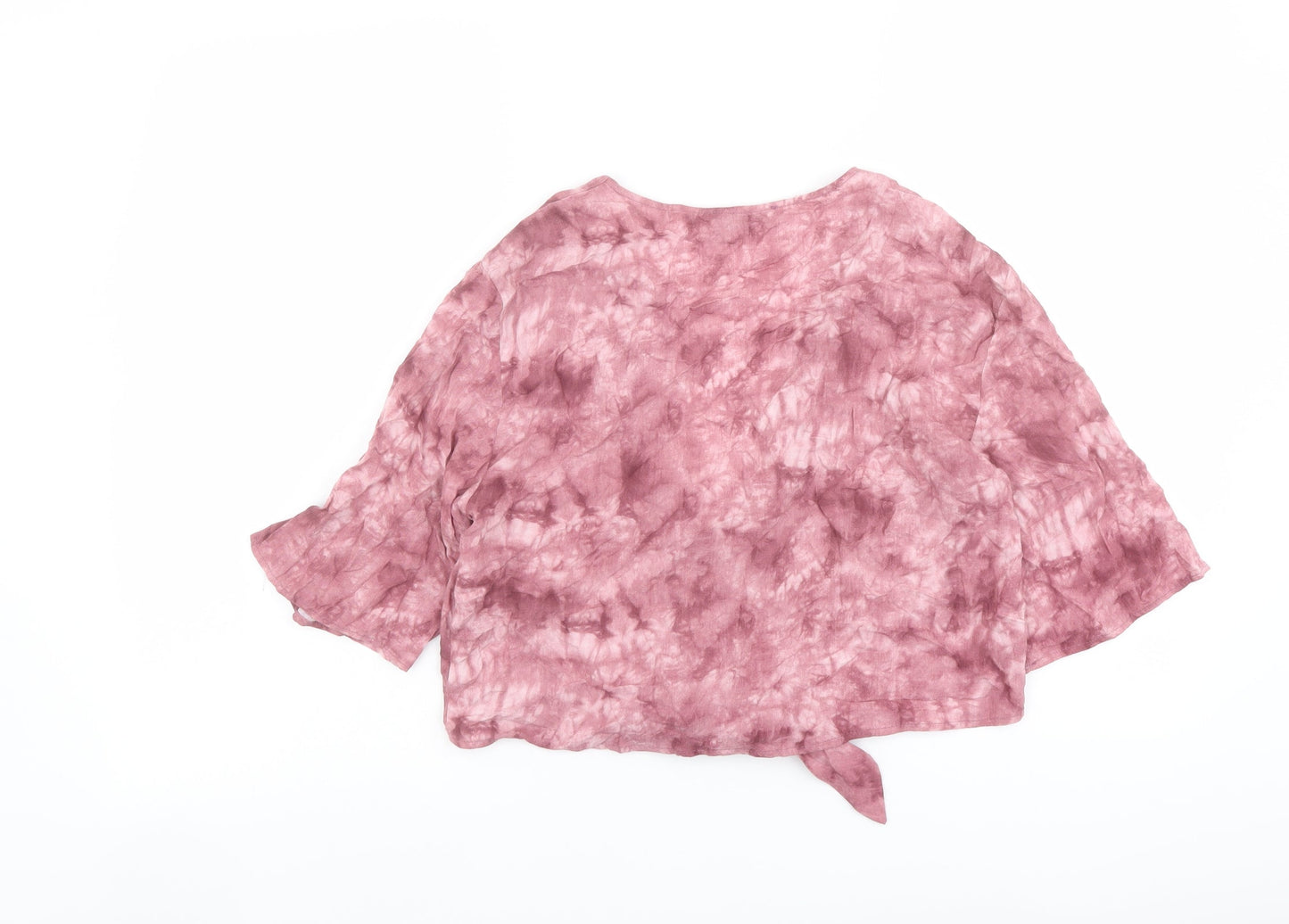 Womens UK Size S Pull&Bear Pink Cropped Button-Up