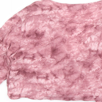 Womens UK Size S Pull&Bear Pink Cropped Button-Up