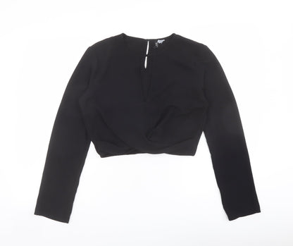 Womens UK Size 10 H&M Black Cropped Blouse