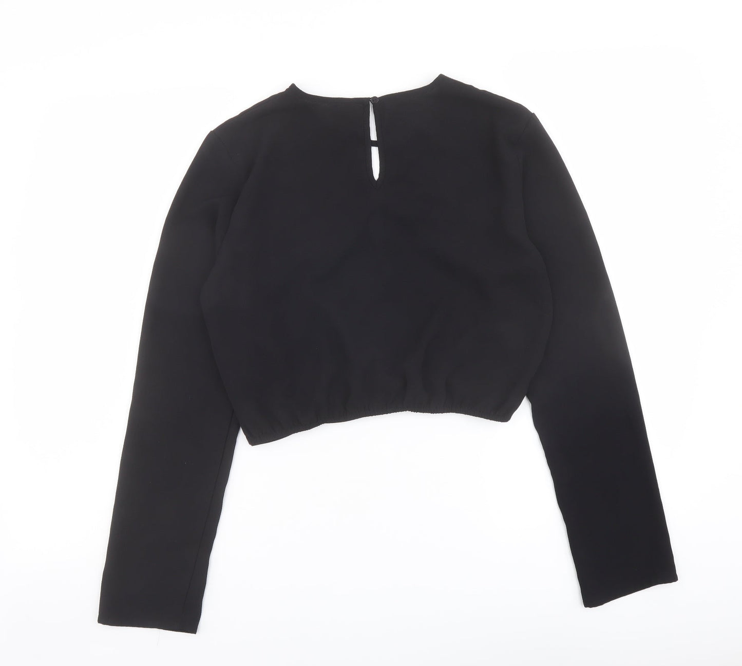 Womens UK Size 10 H&M Black Cropped Blouse