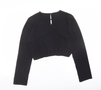 Womens UK Size 10 H&M Black Cropped Blouse