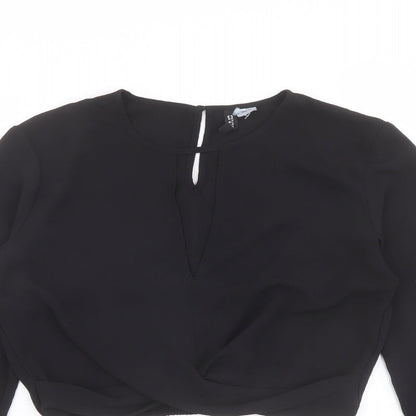 Womens UK Size 10 H&M Black Cropped Blouse