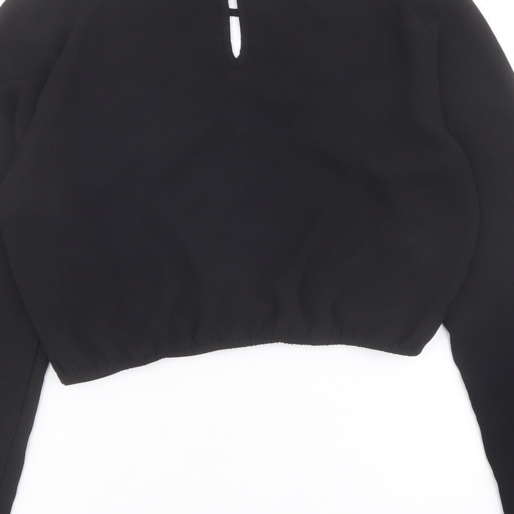 Womens UK Size 10 H&M Black Cropped Blouse