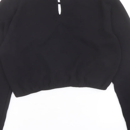 Womens UK Size 10 H&M Black Cropped Blouse