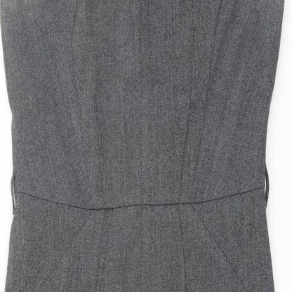 Debenhams Womens Grey Geometric Polyester Shift Size 10 Round Neck Zip