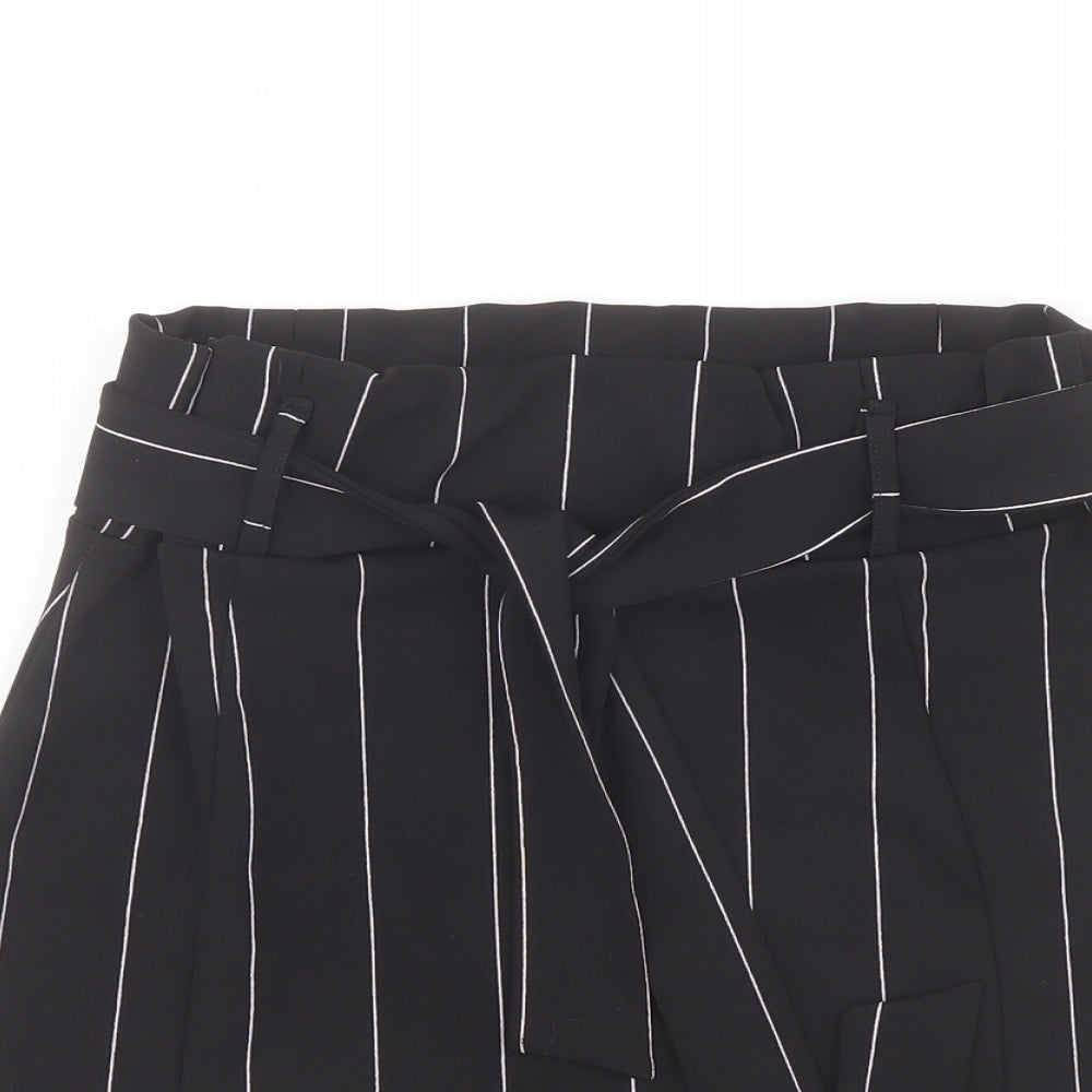 PRETTYLITTLETHING Womens Black Striped Polyester Bandage Skirt Size 14