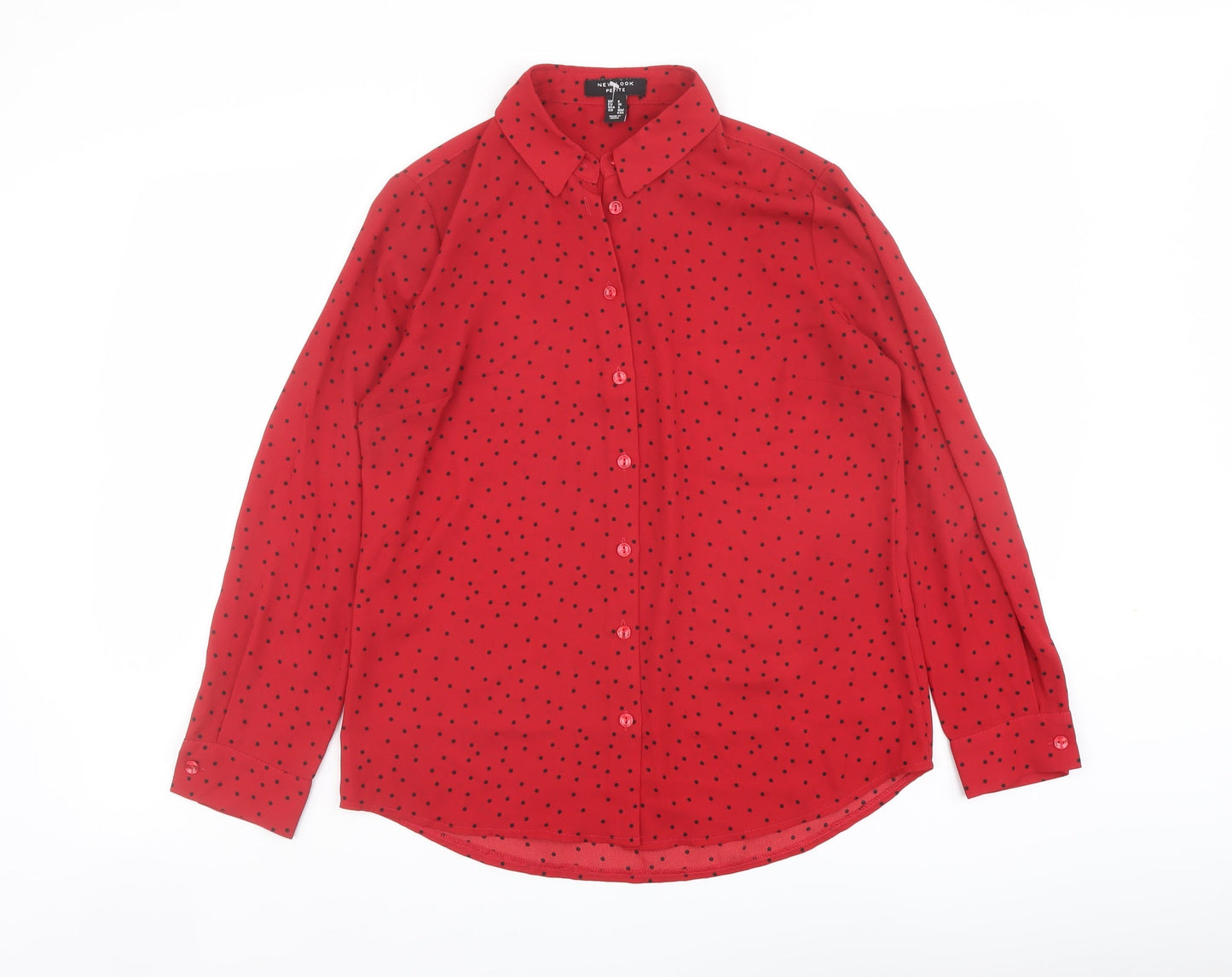 Womens UK Size 8 New Look Red Basic Button-Up