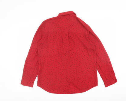 Womens UK Size 8 New Look Red Basic Button-Up