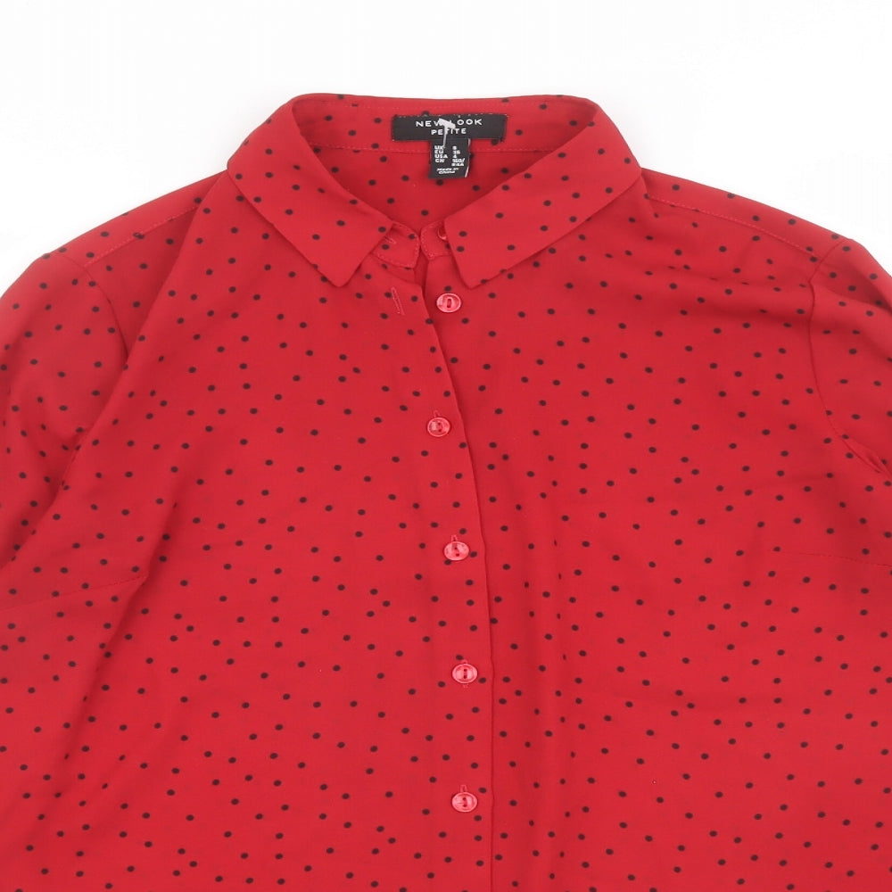 Womens UK Size 8 New Look Red Basic Button-Up