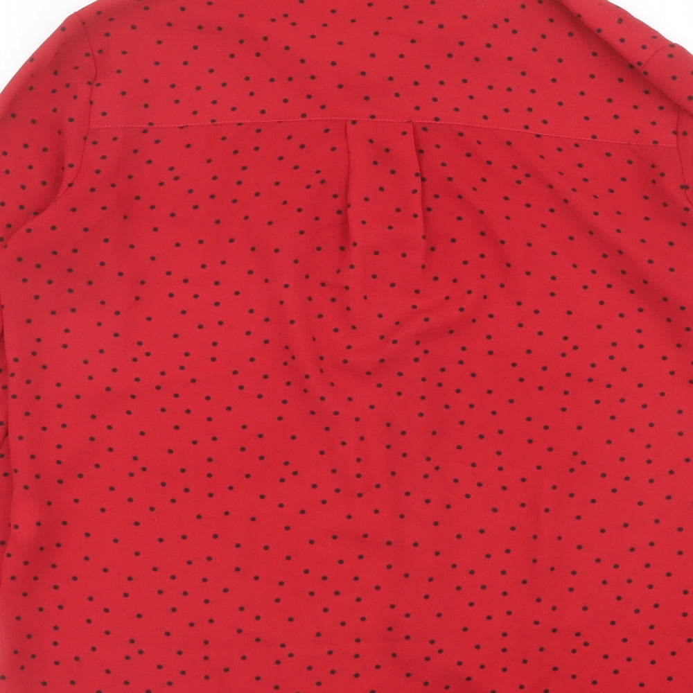 Womens UK Size 8 New Look Red Basic Button-Up