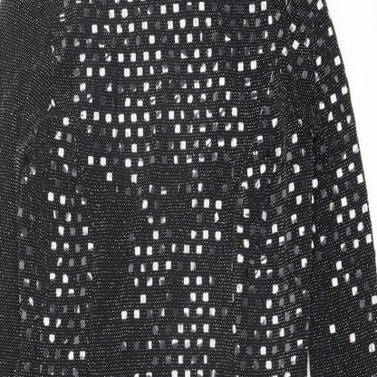 River Island Womens Black Geometric Nylon Shift Size 10 Mock Neck Button - Open Back