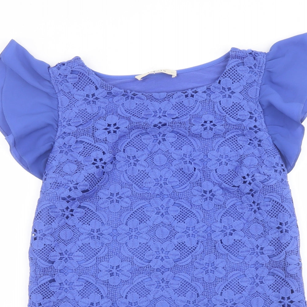 Womens UK Size XS Oasis Blue Basic Blouse