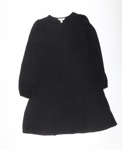 Marks and Spencer Womens Black Viscose A-Line Size 12 Round Neck Pullover