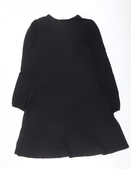 Marks and Spencer Womens Black Viscose A-Line Size 12 Round Neck Pullover