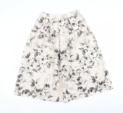 Miss Selfridge Womens Beige Floral Polyester A-Line Skirt Size 6