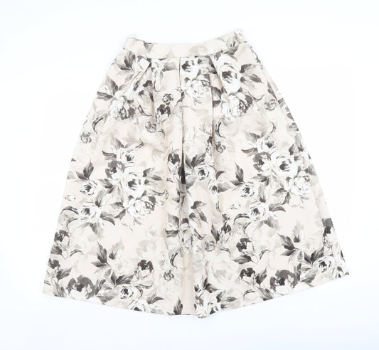 Miss Selfridge Womens Beige Floral Polyester A-Line Skirt Size 6