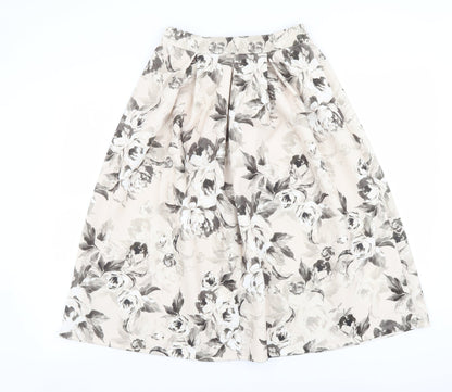 Miss Selfridge Womens Beige Floral Polyester A-Line Skirt Size 6