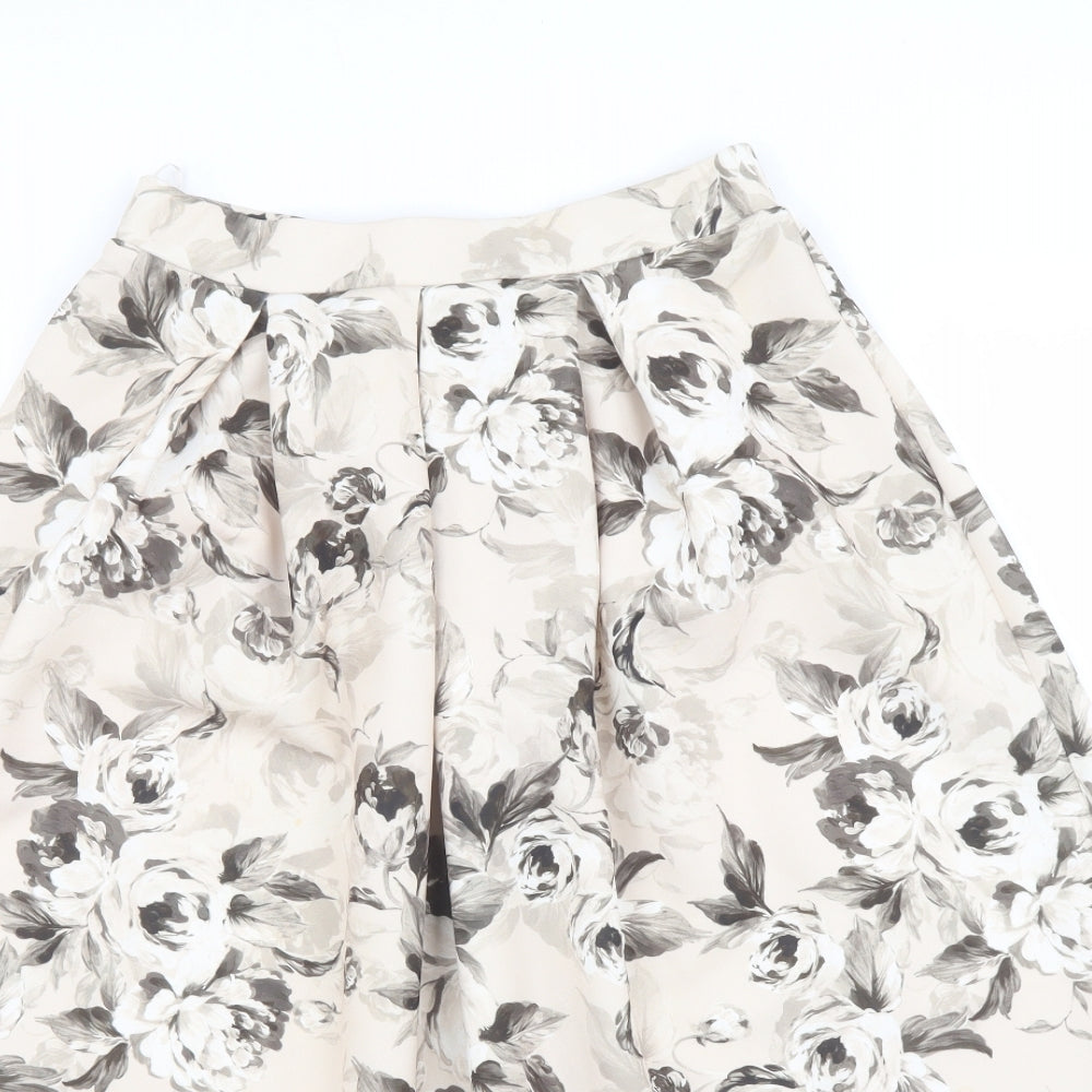 Miss Selfridge Womens Beige Floral Polyester A-Line Skirt Size 6