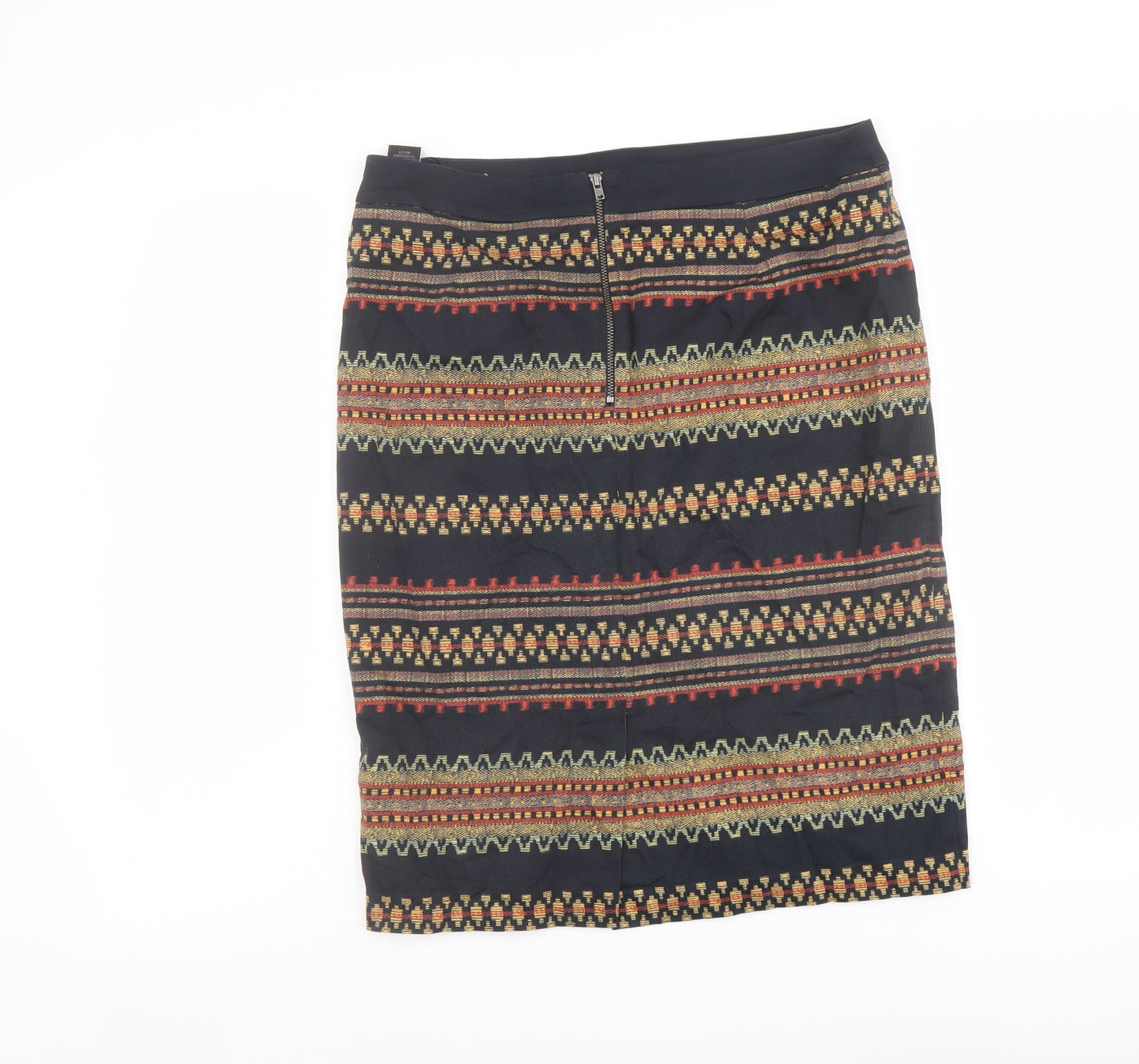 Marks and Spencer Womens Black Geometric Cotton Bandage Skirt Size 10 Zip