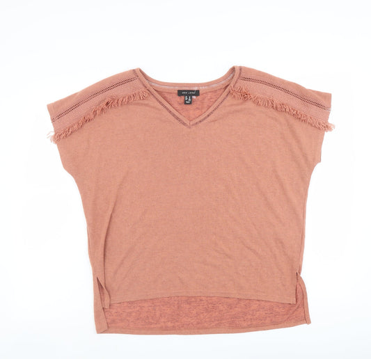 Womens UK Size M New Look Orange Basic T-Shirt