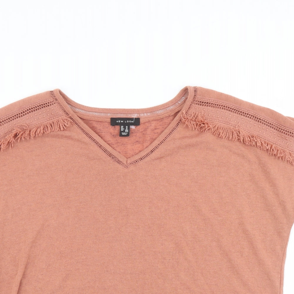 Womens UK Size M New Look Orange Basic T-Shirt