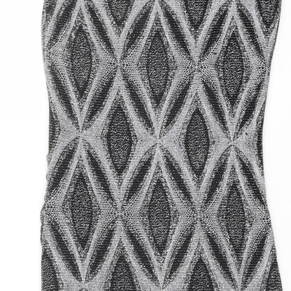 Roman Womens Black Geometric Nylon Shift Size 14 Boat Neck Pullover