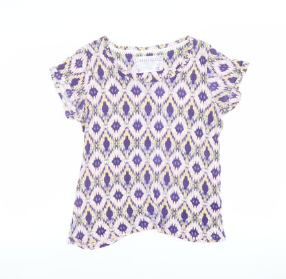 Womens UK Size 12 Indigo Purple Basic T-Shirt