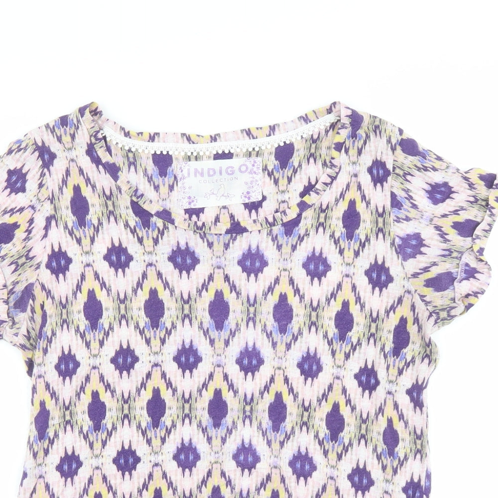 Womens UK Size 12 Indigo Purple Basic T-Shirt