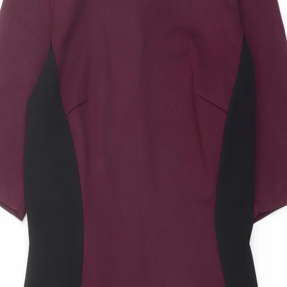 NEXT Womens Purple Viscose Pencil Dress Size 12 Boat Neck Zip