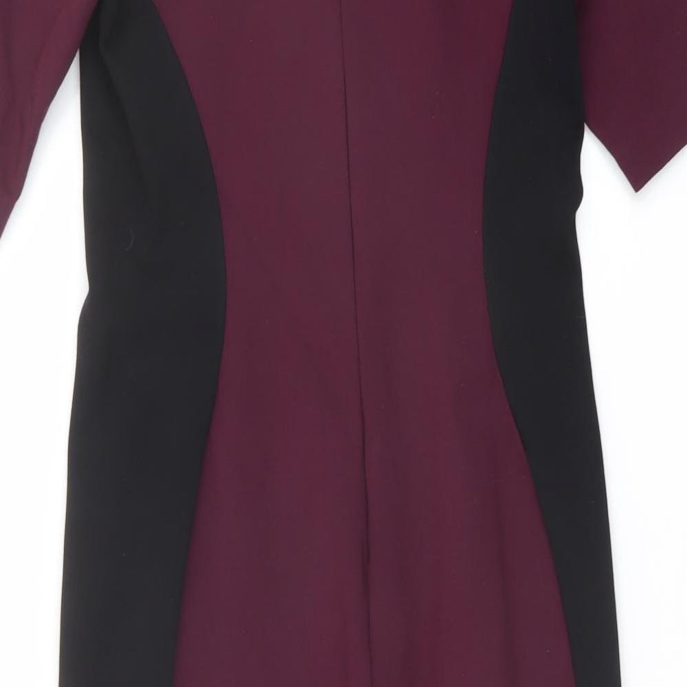 NEXT Womens Purple Viscose Pencil Dress Size 12 Boat Neck Zip