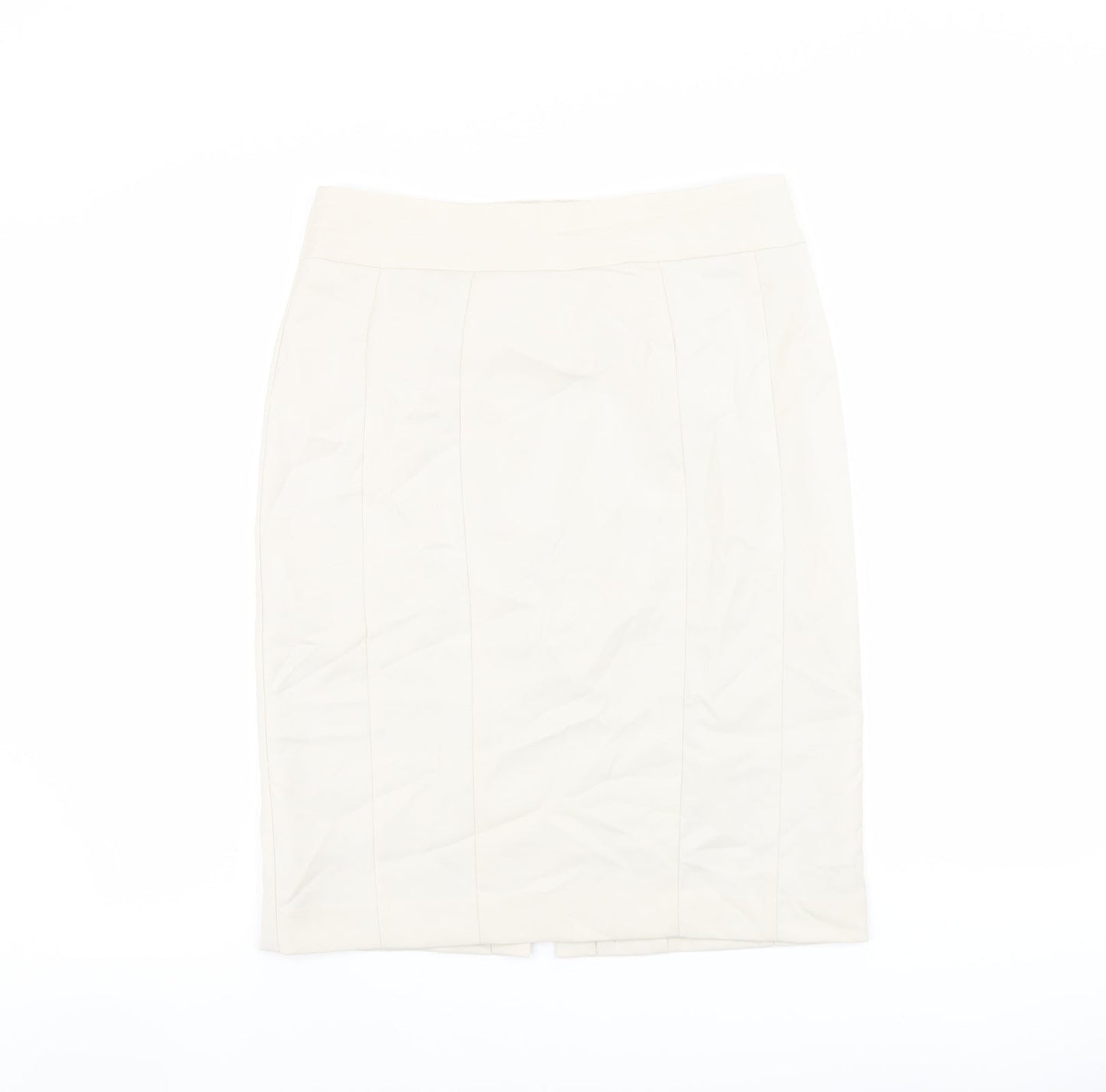 H&M Womens Beige Polyester Straight & Pencil Skirt Size 12 Zip