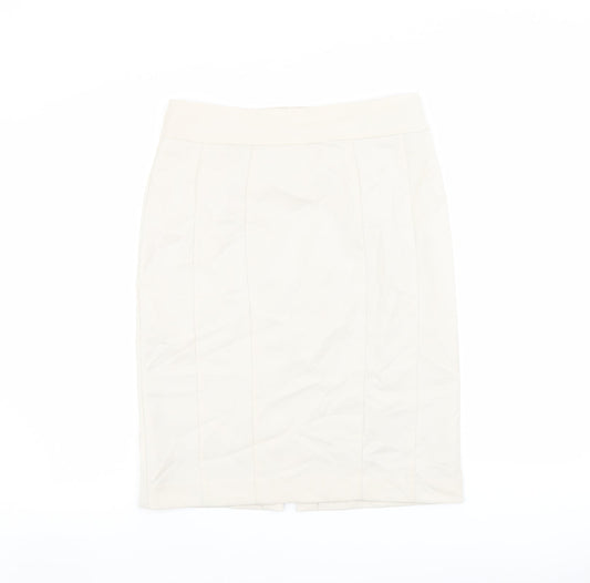 H&M Womens Beige Polyester Straight & Pencil Skirt Size 12 Zip
