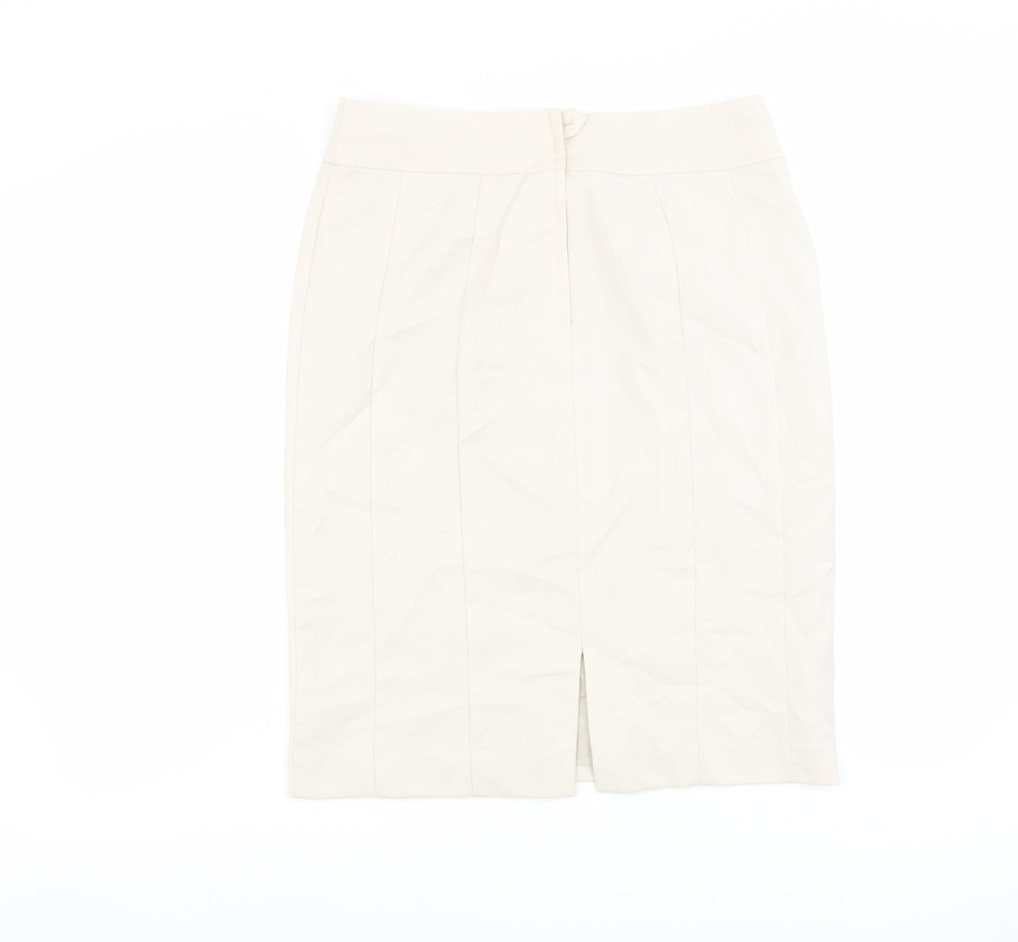 H&M Womens Beige Polyester Straight & Pencil Skirt Size 12 Zip