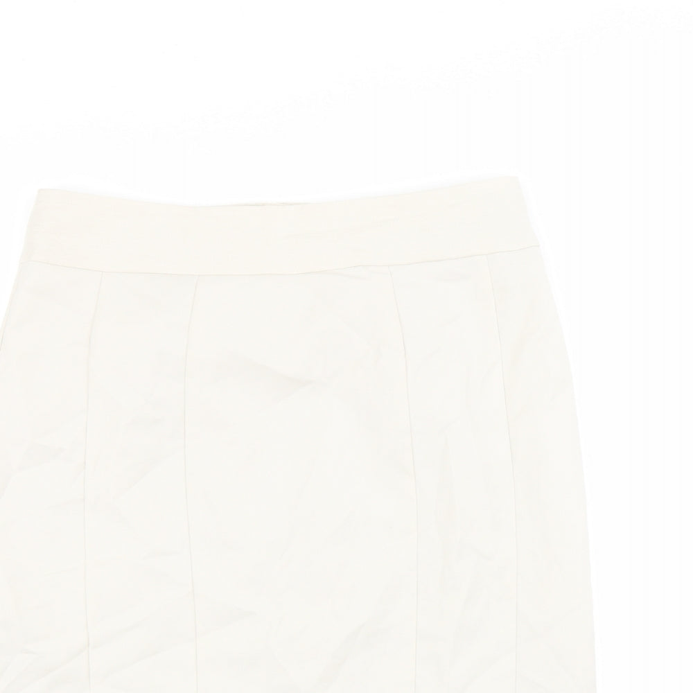 H&M Womens Beige Polyester Straight & Pencil Skirt Size 12 Zip