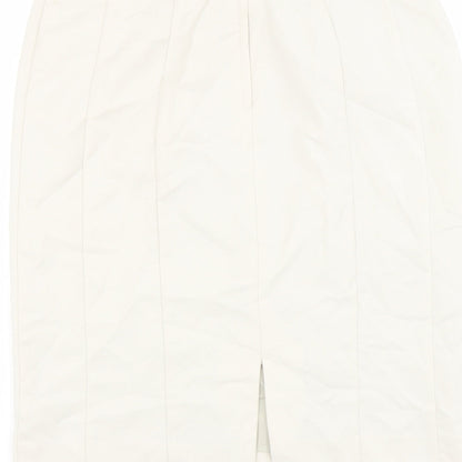 H&M Womens Beige Polyester Straight & Pencil Skirt Size 12 Zip