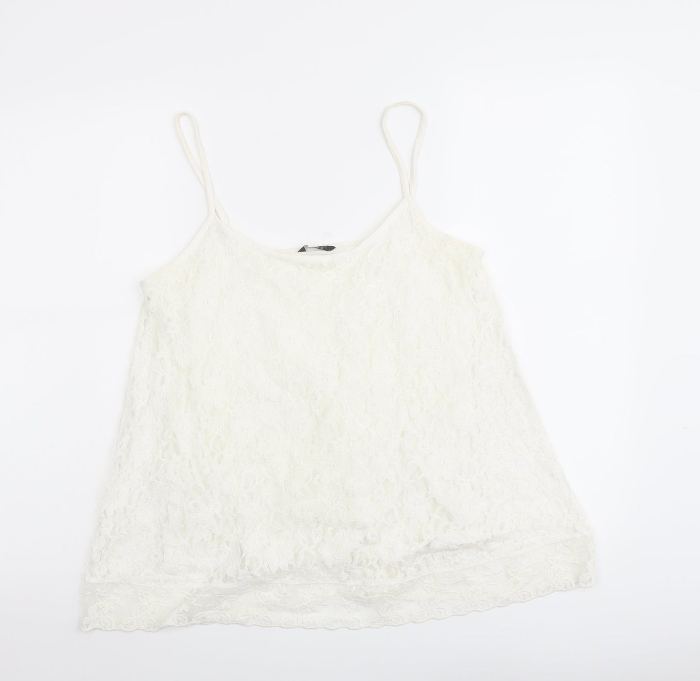 M&Co Womens Ivory Cotton Basic Tank Size 12 Round Neck