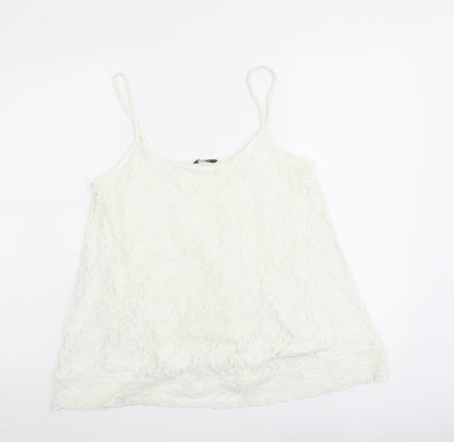 M&Co Womens Ivory Cotton Basic Tank Size 12 Round Neck