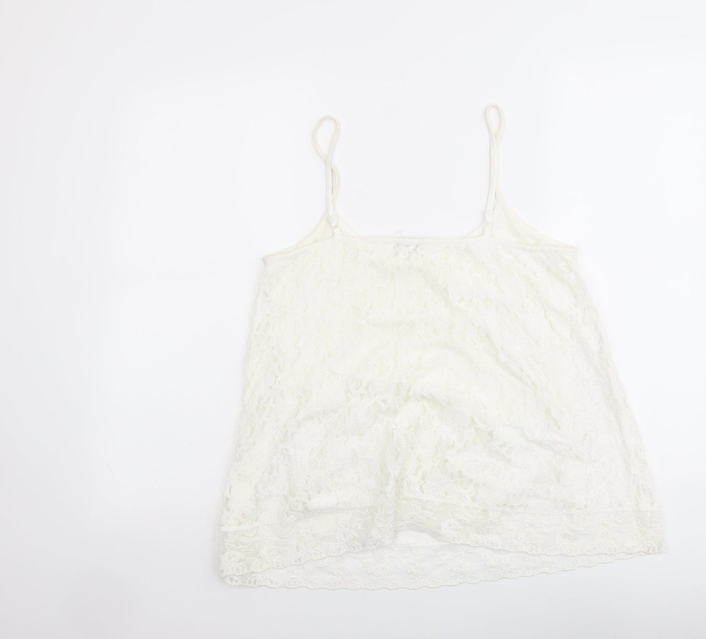 M&Co Womens Ivory Cotton Basic Tank Size 12 Round Neck